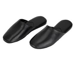 Black Leather Slippers for Indoor Use photo