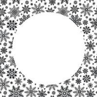 Snowflakes round template postcard. Square frame with copy space. graphic illustration for Christmas or New Year. Ice stars for winter holiday design Isolated clipart for web page, print, sale. vector