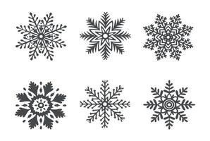 Set of snowflakes icon. Vectors graphic illustrations for Christmas and New Year festive design. Ice stars for winter holiday background. Isolated clipart for card, web page, print, showcase, wrapping