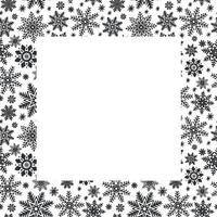 Snowflakes square frame. Template postcard with copy space. graphic illustration for Christmas or New Year. Ice stars for winter holiday design. Isolated clipart for web design, print, wrapping vector