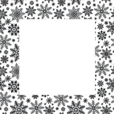 Snowflakes square frame. Template postcard with copy space. graphic illustration for Christmas or New Year. Ice stars for winter holiday design. Isolated clipart for web design, print, wrapping