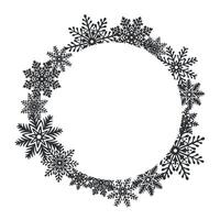 Snowflakes wreath round frame. Template with copy space. graphic illustration for Christmas and New Year. Ice stars for winter holiday design. Isolated clipart for web design, card, print, sale vector