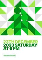 Layout template with abstract Christmas tree for flyer, post card, poster, banner, Christmas party invite. Happy New Year and Merry Christmas. Christmas tree made of geometric shapes. vector