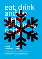 Merry Christmas and Happy New Year banner or greeting card. Minimal social media template, poster or cover. Trendy modern design with typography and overlay snowflake. vector