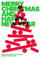 Layout template with abstract Christmas tree for flyer, greeting card, poster, banner, Christmas party invite. Happy New Year and Merry Christmas. Christmas tree made of geometric shapes. vector