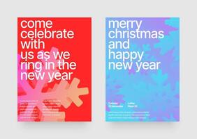 Layout template with snowflakes for flyer, greeting card, poster, banner, Christmas party invite. Happy New Year and Merry Christmas banner with typography. vector