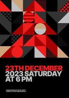 Layout template with abstract Christmas tree for flyer, greeting card, poster, banner, Christmas party invite. Christmas tree made of geometric shapes. vector
