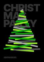 Layout template with abstract Christmas tree for greeting card, poster, banner, Christmas party invite. Happy New Year and Merry Christmas. Christmas tree made of geometric shapes. vector