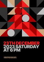 Layout template with abstract Christmas tree for flyer, greeting card, poster, banner, Christmas party invite. Christmas tree made of geometric shapes. Happy New Year and Merry Christmas. vector
