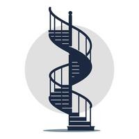 A spiral staircase with a railing vector