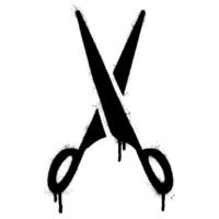 Spray Painted Graffiti scissors symbol Sprayed isolated with a white background. graffiti scissors icon with over spray in black over white. vector