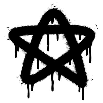 Spray Painted Graffiti star icon isolated on white background.