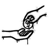 Spray Painted Graffiti donation symbol Sprayed isolated with a white background. graffiti donation icon with over spray in black over white. vector