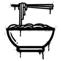 Spray Painted Graffiti Noodles symbol Sprayed isolated with a white background. graffiti Noodles icon with over spray in black over white. vector