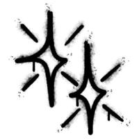 Spray Painted Graffiti stars sparkle icon Sprayed isolated with a white background. graffiti shining burst with over spray in black over white. vector