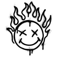 Spray Painted Graffiti Burning emoji smile isolated on white background. vector