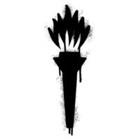 Spray Painted Graffiti Torch symbol Sprayed isolated with a white background. graffiti Torch icon with over spray in black over white. vector