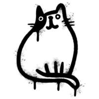 Spray Painted Graffiti Cat icon Word Sprayed isolated with a white background. graffiti Kitty sign with over spray in black over white. vector
