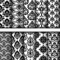 Set of decorative damask pattern design vector