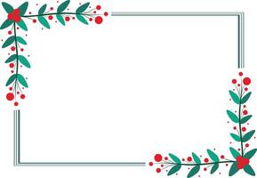 Beautiful Rectangular Frame Decorated With Red Cherry And Green Leaves vector