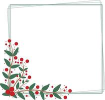 Square Frame With Green Leaves And Red Cherry vector
