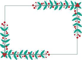 Rectangular Frame With Red Cherry And Green Leaves vector