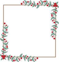 Lovely Square Frame With Red Cherry And Green Leaves vector