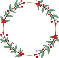 Circle Wreath Or Frame With Red Cherry And Green Leaves vector