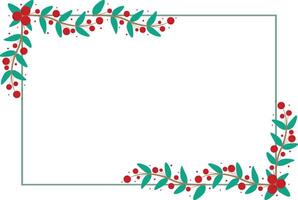 Rectangular Frame Or Wreath Decorated With Red Cherry And Green Leaves vector