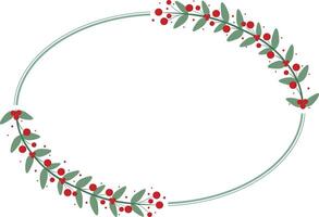 Oval Circle Frame With Red Cherry And Green Leaves vector