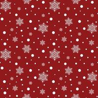 Christmas pattern. White snowflakes and snow on red background. Winter New Year. Texture and decoration for Holiday design, wrapping paper, cards and banners. vector