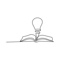 Illustration of a lightbulb drawn with one line vector