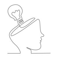 light bulb one line drawing continuous vector