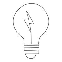 Light bulb single line art, continuous one line drawing of Isolated outline art vector