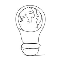 continuous line art or one line a light bulb half brain logical concept for business idea vector