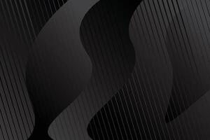 Black wave abstract background design with dark graphic template vector