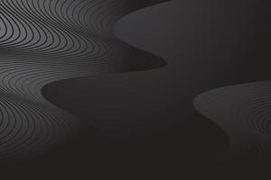 Black wave lines abstract background design with dark graphic template vector
