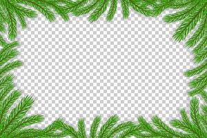 Christrmas frame with realistic pine branches and shadow with space for design. Holiday template. illustration vector