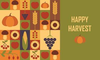 Happy Harvest Template Design for Background, Banner, Card, Poster with Text. EPS10 Illustration vector