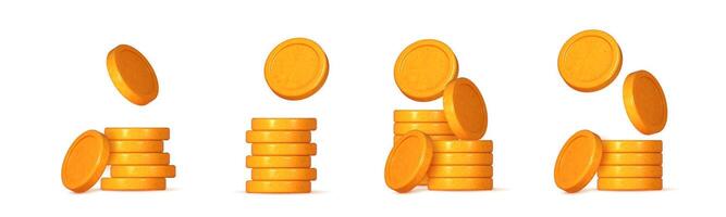 Set of 3D gold coin vector