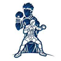 Group of Fighter Boxer Fighting Mix Action vector