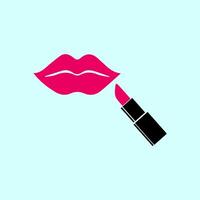 lipstick and lips icon vector