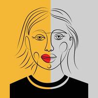 Minimalist Line Abstract Face vector