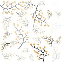 Branch with Yellow Flowers Winter Botanical Pattern vector