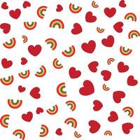 Doodle Rainbow and Heart Pattern vector