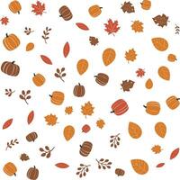 Fall Season Pumpkin and Leaves Pattern vector