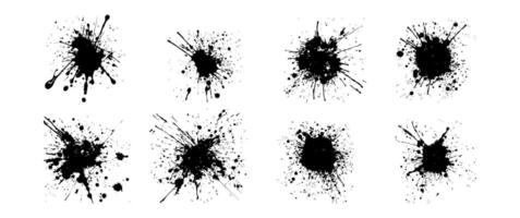 Set of silhouette splatter paint grunge drops. Blotter spots, splashes liquid ink paint element, drip design blob spray drop illustration vector
