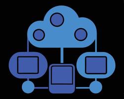 A cloud with four devices connected to it vector