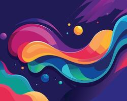 Colorful abstract background with waves and bubbles vector