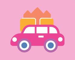 A pink car with a box on top vector